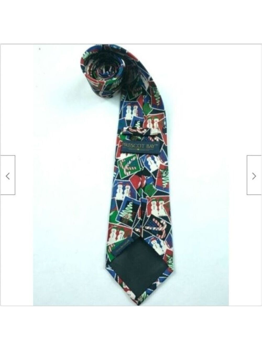 Christmas Tree Snowman Candy Cane Ornaments Necktie - Picture 5 of 6